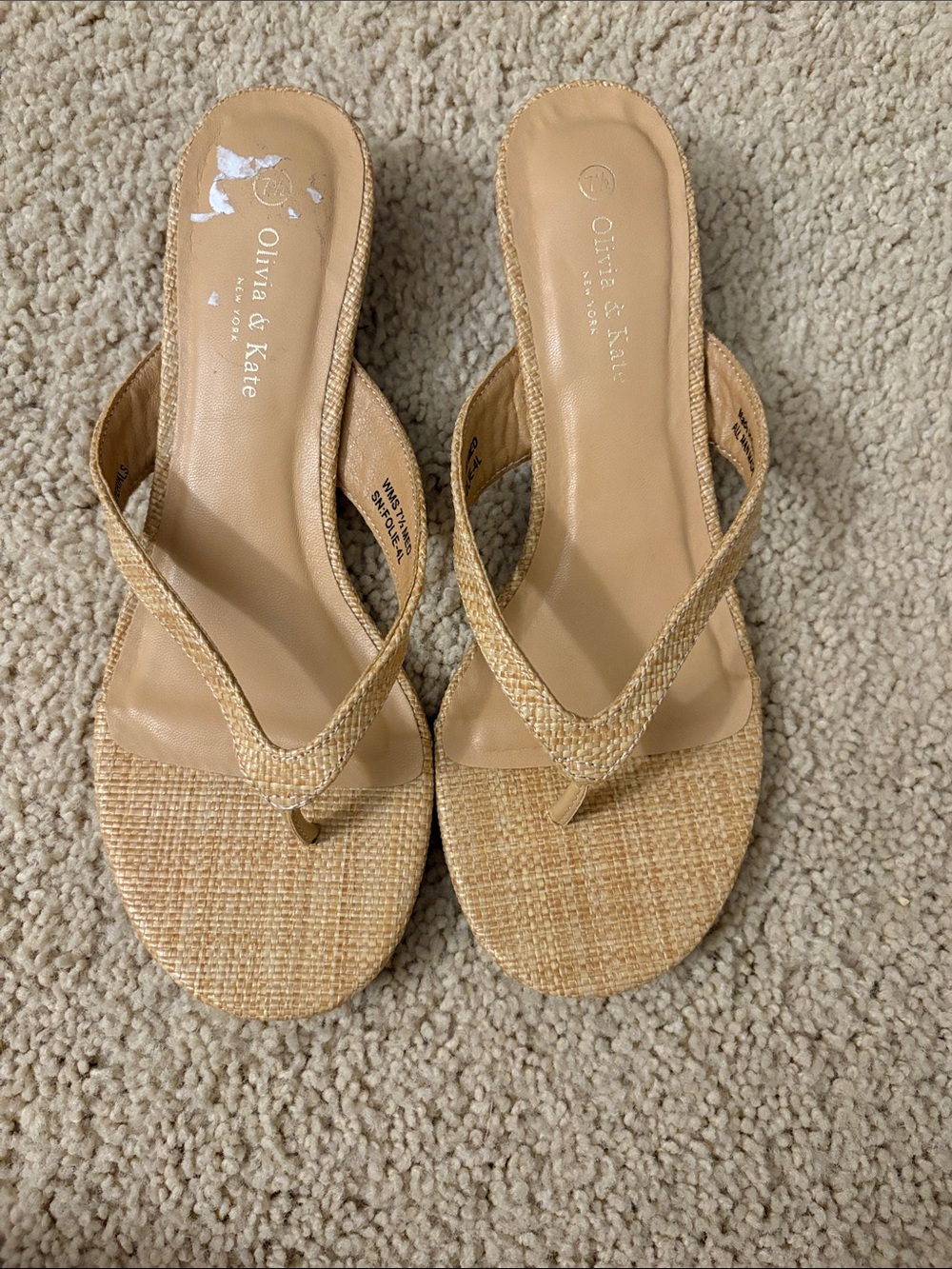 Tan Woven Thong kitten heels for Women
